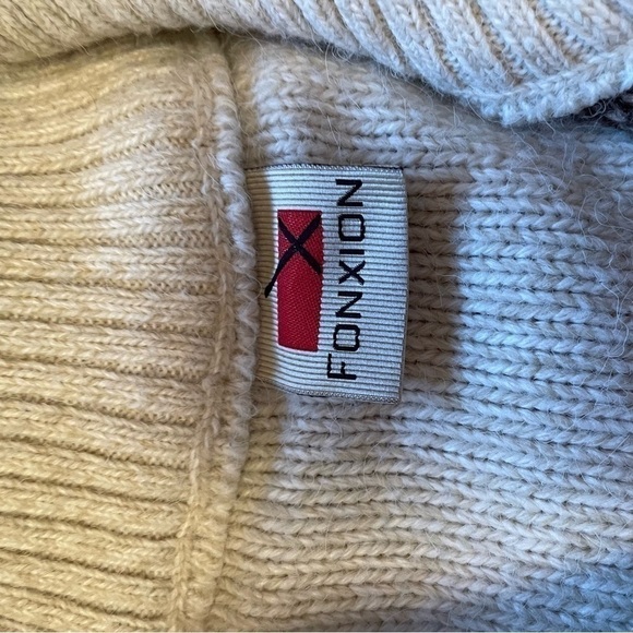 Vintage Fonxion 1/4 Zip Pullover Mockneck Sweater - Wool Size Large-Long Sleeves - Picture 8 of 8